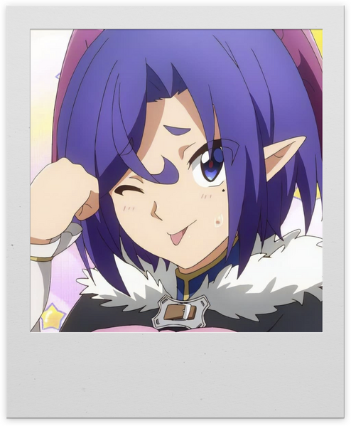Ranga A purple-haired anime character winking and knocking their fist to their head with their tongue out. They are wearing a cape with large white fur collar.
